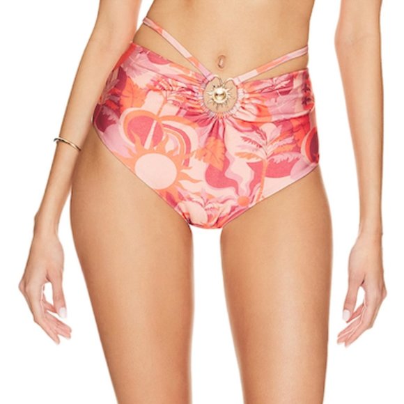 Revolve Beach Riot Milly Bikini Bottom Desert Oasis High Waist Rose Size M - Picture 2 of 10